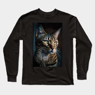 Serious Cat portrait Long Sleeve T-Shirt